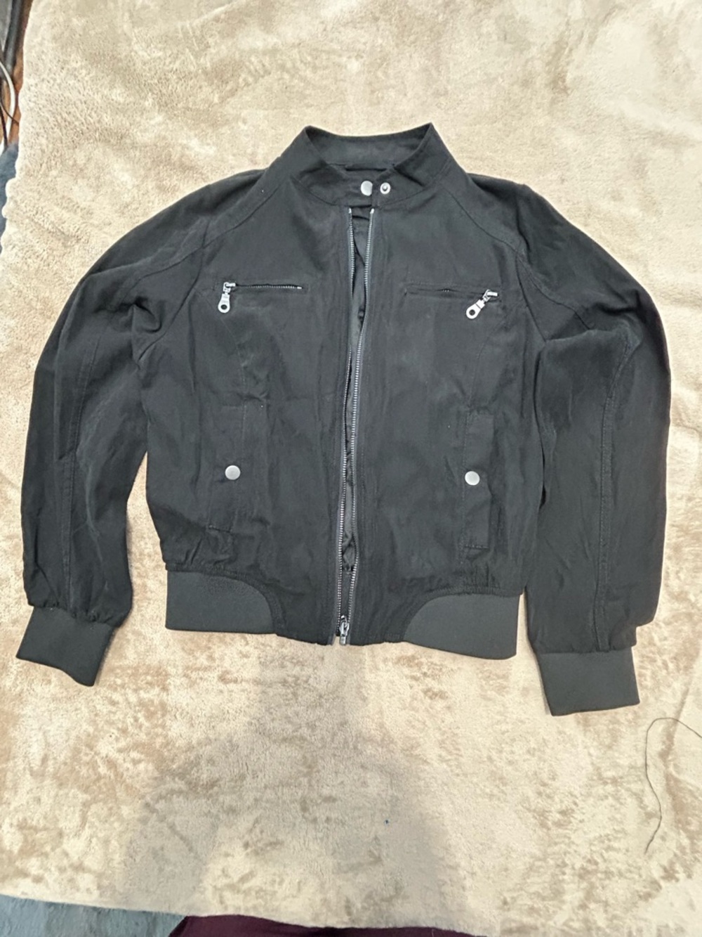 iris Black Men's Bomber Jacket with Zip Chest Pockets